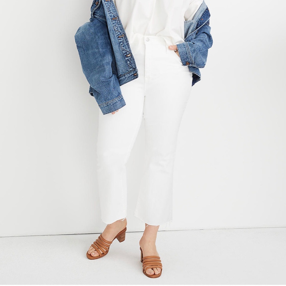 Madewell White Cali Demi Boot Jeans Tall Size 35 Mini Flare Cropped Boho Coastal